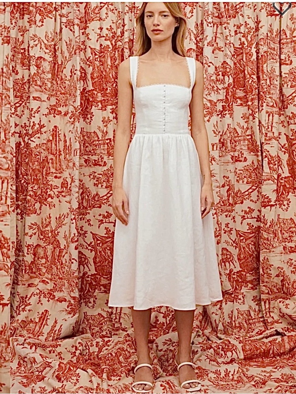 Reformation Tagliatelle White Off-the-Shoulder Linen Midi Dress - Picture 11 of 11